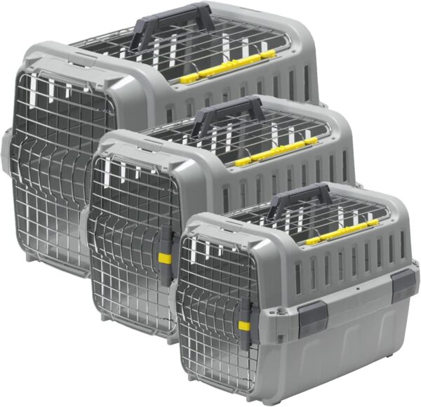 CAT CENTRE Pet Transporter Kitten Dog Sturdy Carrier Crate Two-Door Travel Basket Box 3 Sizes