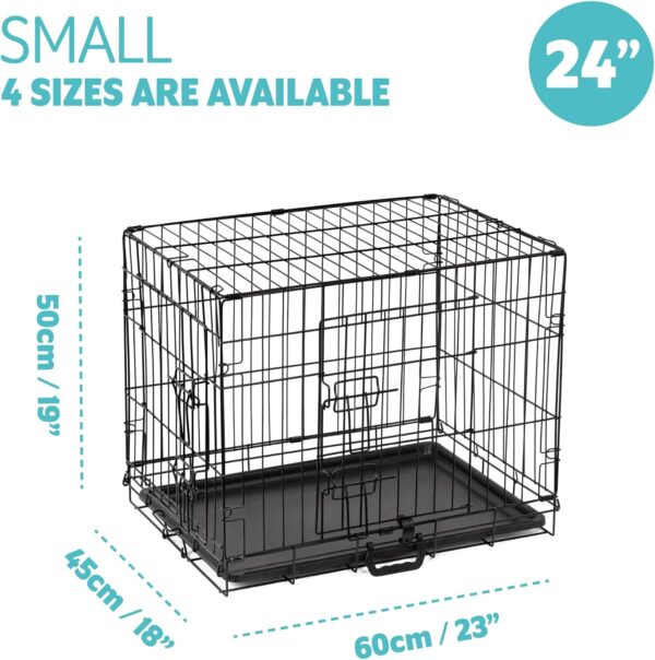 Dog Crate Small Size Dog Puppy Pet Cage with 2 Doors (Front & Side),Puppy Dog Crate with Removal Tray,Folding Metal Pet Dog Puppy Training Cage Crate for Small Dogs (Small 24") - Image 7